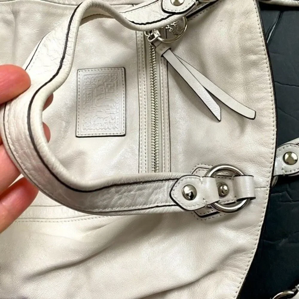 COACH  Legacy Poppy  Leather Rocker Crossbody Double Handles Ivory 16285
